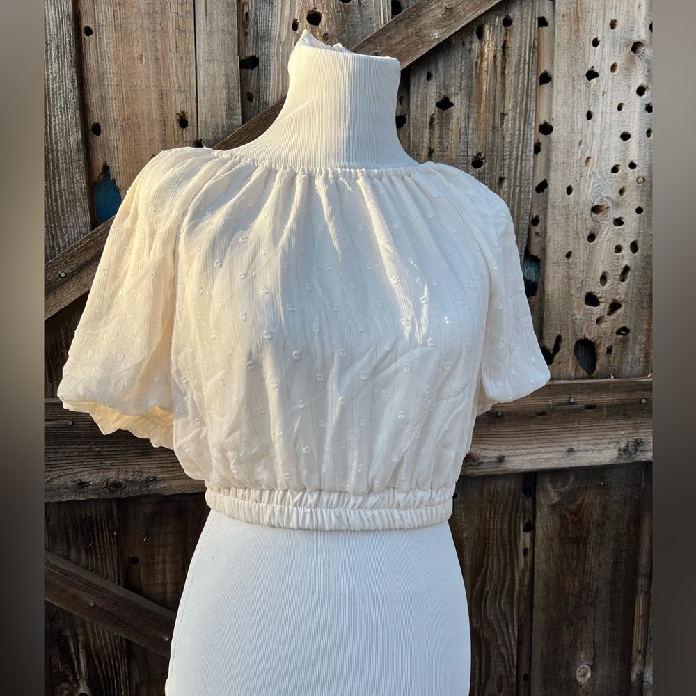 by the River top Cropped Size Small Off White And Gold